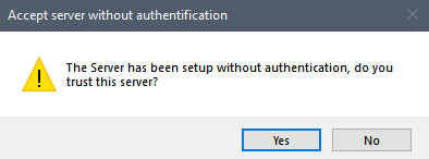 Accept server without authentication