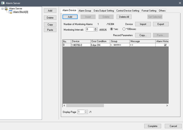 Alarm Server Settings on a Fuji Monitouch V10 Series HMI