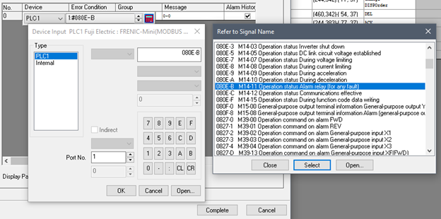 Changing an Alarm Address on a Fuji Monitouch V10 Series HMI