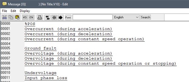 Message Block Alarm Codes on a Fuji Monitouch V10 Series HMI