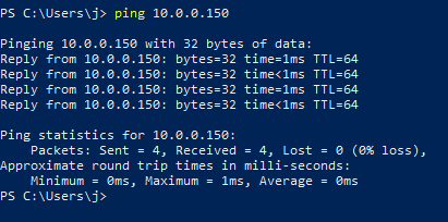 Pinging the HMI’s IP Address on a V-Series HMI, using Windows PowerShell