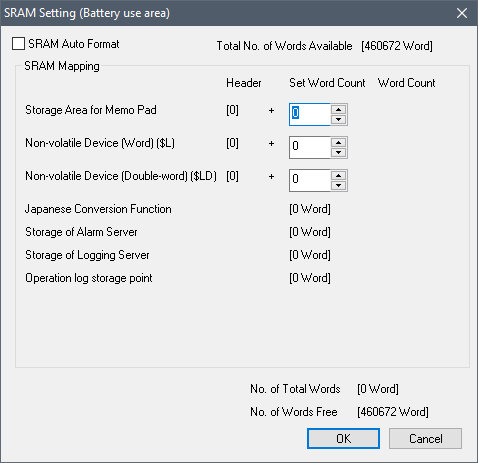 SRAM Setting (Battery Use Area)