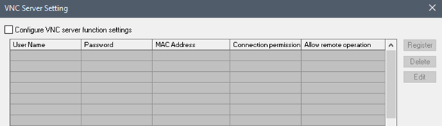 VNC Server Settings